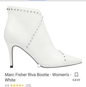 White Silver Studded Ankle Booties